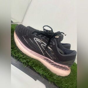 Brooks Glycerin GTS 19 Womens 8.5 Black Pink Running Walking Gym Trainer Shoes